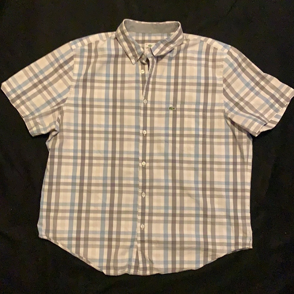 Lacoste men’s plaid button down short sleeve.